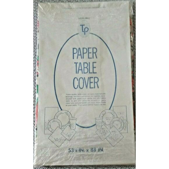 Vintage Santa Mrs Claus Paper Tablecloth Christmas 54"x88" Retro Holiday Kitsch - Picture 7 of 9